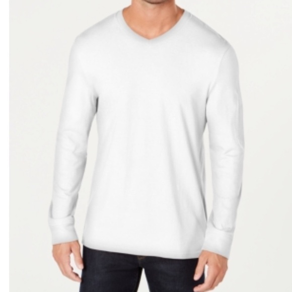 NWT mens Club Room bright white v neck basic long sleeve basic knit - Picture 1 of 4